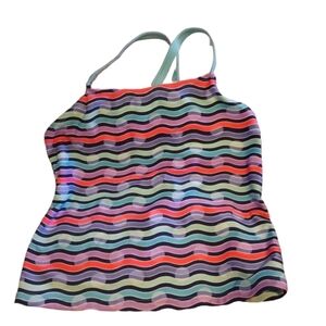 Wonder Nation girls pink and blue wave line tankini